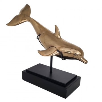 Beeld dolfijn messing op standaard 2