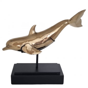 Beeld dolfijn messing op standaard 3