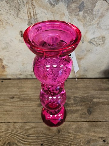 Kandelaar roze glas   kopie