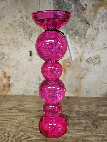Kandelaar roze glas 2   kopie