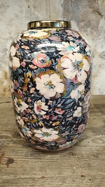 Vaas met bloemen metaal 2