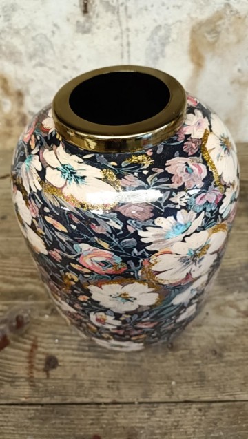 Vaas met bloemen metaal