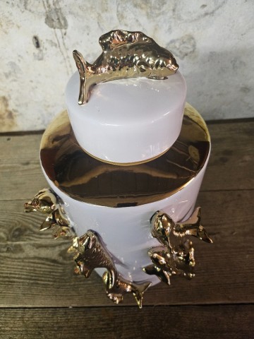 Vaas wit gouden vis 3