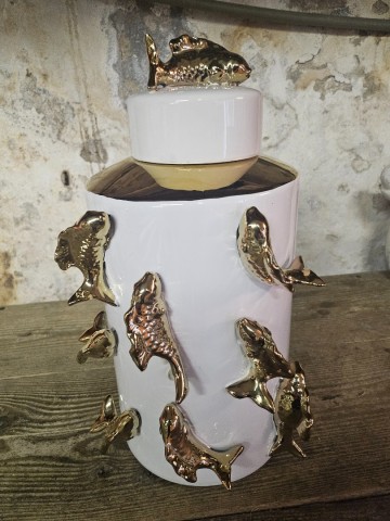 Vaas wit gouden vis 4