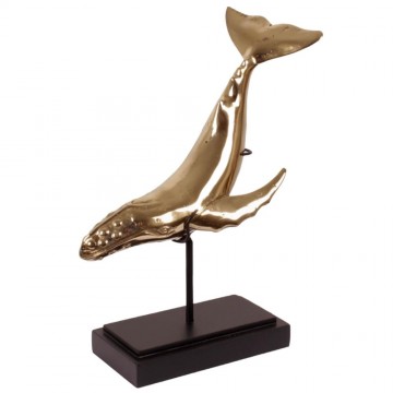 Walvis beeld messing op standaard 2