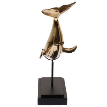 Walvis beeld messing op standaard 3